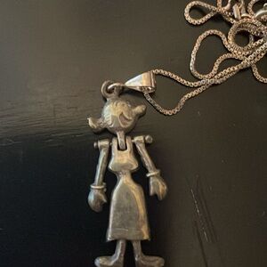 Sterling silver olive oil Character Pendant Necklace